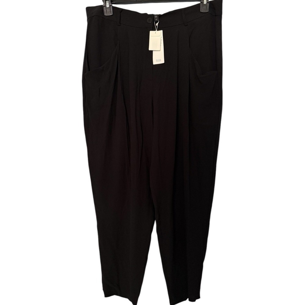 Eileen Fisher Womens Large Black Silk Georgette Crepe Taper‎ Ankle Pants